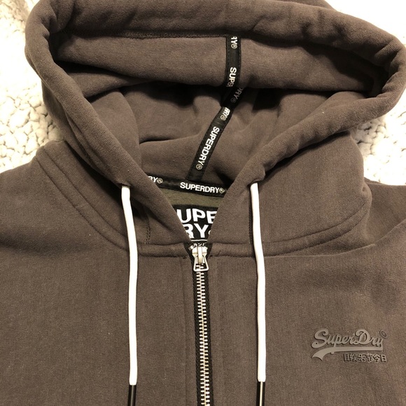 Grey Superdry zip up hoodie - Picture 3 of 4